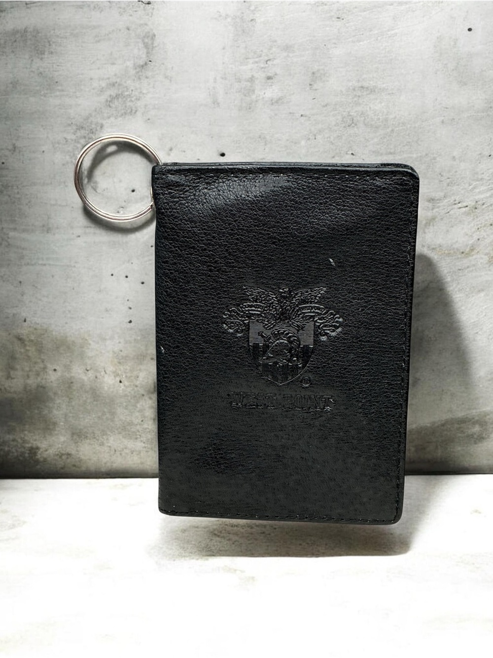 Black Leather Keyring Card Wallet - West Point